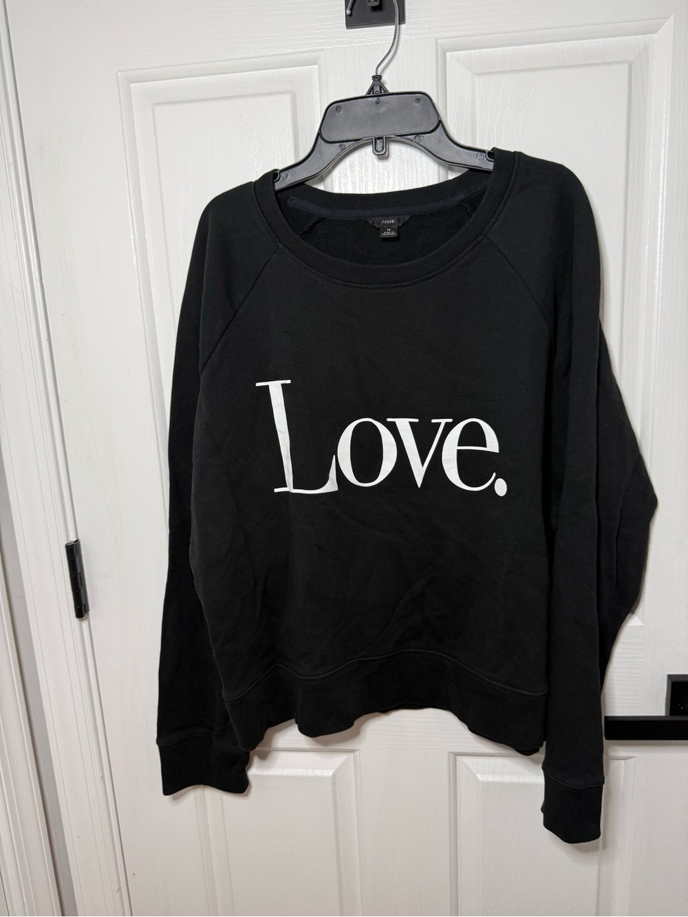 J. Crew Black Sweatshirt with White "Love." Front Print
